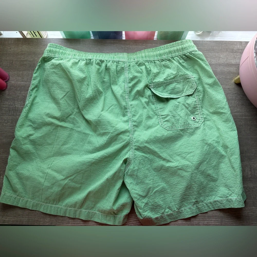BARBOUR Light Green Striped Swim Trunks - Picture 3 of 7
